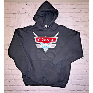 Vintage Disney Pixar Cars Movie Hoodie Pit Black Rare Sz LRG New